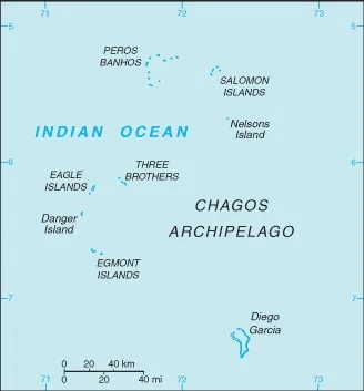 CIA World Factbook map of British Indian Ocean Territory, showing major cities, rivers and neighbouring countries